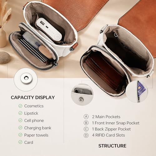 GEMIU Small Rfid Cell Phone Purse Leather Crossbody Purses for Women Travel - color: White&brown