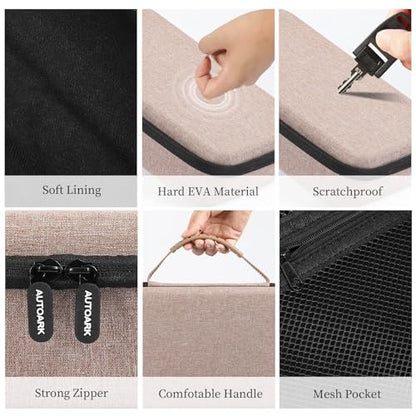 AUTOARK EVA Hard Shell Travel Eyeglasses Case,7 Adjustable Dividers,Holds 8 Glasses,Felt Lining - color: Brown