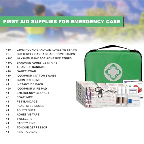 First Aid Kit 300PCS Car Home Camping Essentials Green 1st Aid - color: Green-300pcs