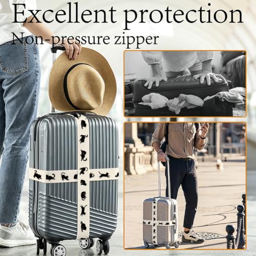 2Pcs Cute Luggage Straps for Suitcases Cat Design 23.6-35.4 Inch - color: Cat Shape