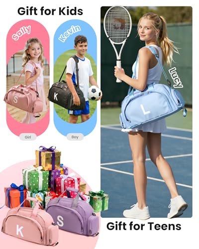 Initial Gym Bag with Shoe Compartment, Teen Girl Gift Trendy Stuff - color: Pink, style: Z