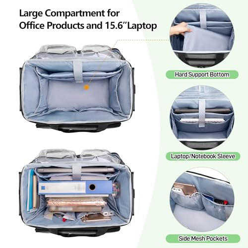 Trunab Rolling Teacher Bag with Expandable File Pocket Detachable Trolley - color: Grey