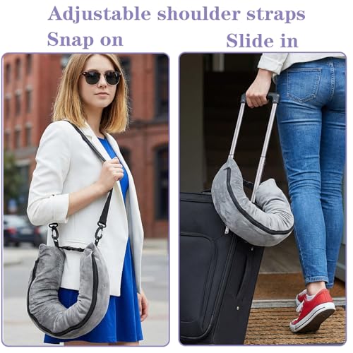 Stuffable Travel Pillow Stuffable Neck Pillow for Traveling Fillable Neck Pillows with Clothes Storage Fits 5+ Days of Travel Essentials Blue - color: Grey