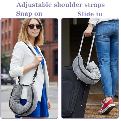 Stuffable Travel Pillow Stuffable Neck Pillow for Traveling Fillable Neck Pillows with Clothes Storage Fits 5+ Days of Travel Essentials Blue - color: Grey