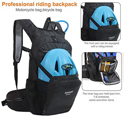 Hiking Daypack 15L Lightweight Waterproof Backpack - color: Black