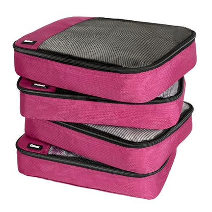 Packing Cubes for Travel,4 Set Packing Cubes for Suitcases,Lightweight Mesh Luggage Organizer Bag with Double Zipper,Pink - color: Pink