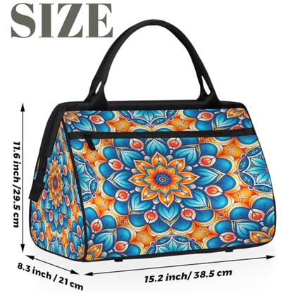 Ethnic Flower Weekender Overnight Bag for Women Travel Gym Sport - color: D 019