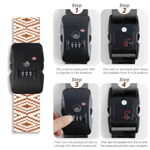 Veki Cross Luggage Straps, TSA Approved with Lock, Brown Diamond, 1pc - color: Cross Brown Diamond