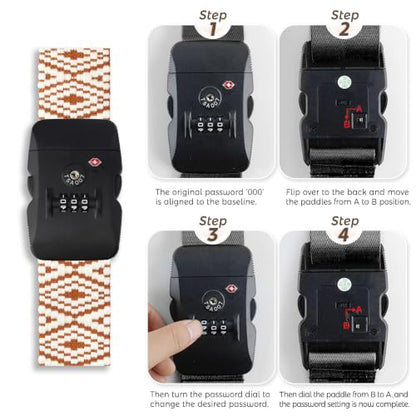 Veki Cross Luggage Straps, TSA Approved with Lock, Brown Diamond, 1pc - color: Cross Brown Diamond