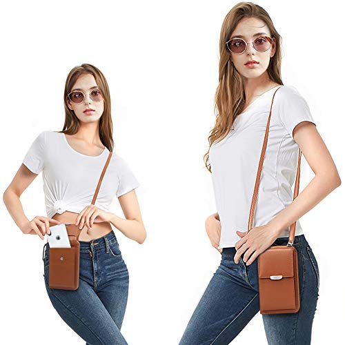 KUKOO Small Crossbody Bag Cell Phone Purse Wallet with Credit Card Slots for Women - color: A- Coffee Zipper Upgraded Version
