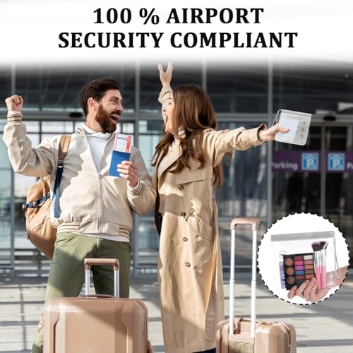 cobee 8 Pack TSA Approved Clear Toiletry Bags, Quart Size Carry on Airport - color: Gray