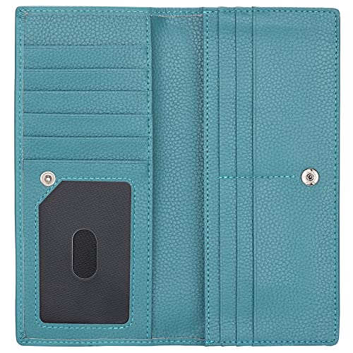 Lavemi Ultra Slim Thin Leather Women Wallet RFID Blocking Credit Card Holder Bifold Long Ladies Billfold - color: 2- Light Green