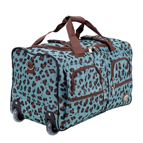 Rockland Rolling Duffel Bag, Black, 22" - color: BLUELEOPARD, size: 22-Inch