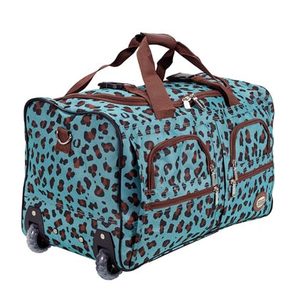 Rockland Rolling Duffel Bag, Black, 22" - color: BLUELEOPARD, size: 22-Inch