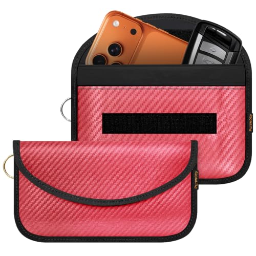 Faraday Bags for Phones & Car Key Fobs, Signal Blocking, 2-Pack - color: Red, size: Large
