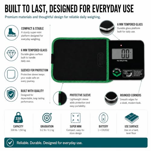 600 Super Mini Travel Bathroom Scale with Sleeve, Black - color: Black