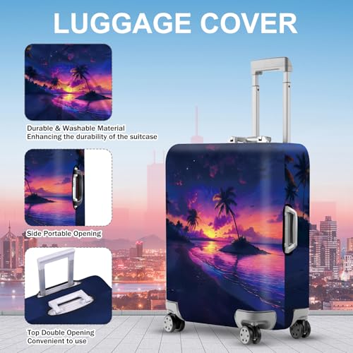 ANNA QUEEN Tropical Sunset Luggage Cover, Vibrant Palm Tree & Sunset Design, Stretchable, Washable Travel Sleeve for 20-22 Inch Suitcases - color: #1, size: S(fits 20-22inch suitcase)
