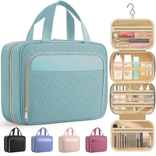 HOTOR Hanging Travel Toiletry Bag Women Men, Light Blue, Medium - color: Light Blue, size: Medium