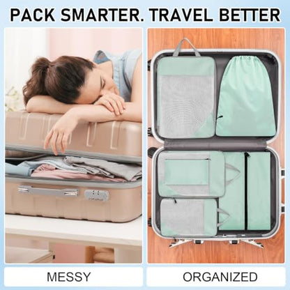 6 Set Compression Packing Cubes for Travel Luggage Organizer Shoe Bags