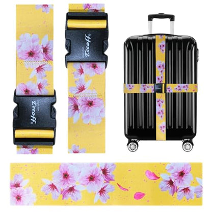Teeoff 2 Pack Elastic Luggage Straps Suitcase Belts Travel Bag Accessories Adjustable 220CM (Yellow) - color: Yellow