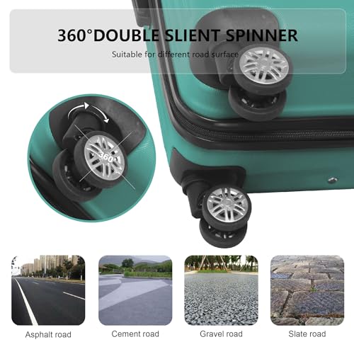 3-Piece Luggage Set 3 (20"/24"/28"), Hardside Suitcases with 8 Spinner Wheels, Scratch-Resistant ABS Shell, set2, set3 Travel Suitcase, TSA Lock (Ribbed Surface, Fresh Green) - color: Fresh Green, style: Ribbed Surface