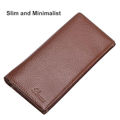 Lavemi Ultra Slim Thin Leather Women Wallet RFID Blocking Credit Card Holder Bifold Long Ladies Billfold - color: 2- Coffee