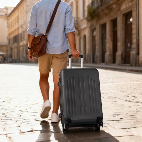 Karl home 24in Checked Luggage, Medium Suitcase with Wheels, Dark Grey - color: Dark Gray, size: 24 Inch