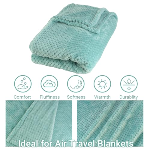 Compact Travel Blanket for Airplane, Premium Soft 2-in-1 Blanket with Pillowcase and Carry Bag, Lightweight Travel Essentials with Luggage Sleeve and Backpack Clip, Mint Green - color: Mint Green