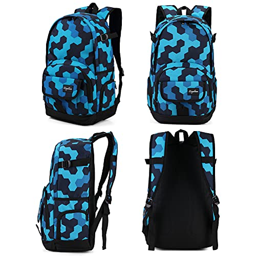 rickyh style School Backpack Travel Bag for Men & Women Lightweight College - color: 04hexagon Blue