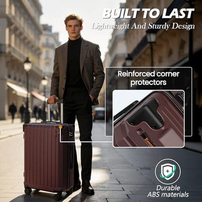 Eeeza Luggage Sets 5 Piece,Lightweight Durable Hardshell,20/24/28 Inch - color: Burgundy