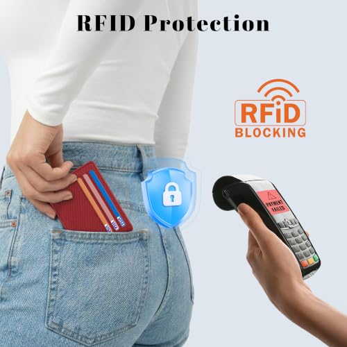 Airkit Small Slim ID Case, Womens Credit Card Holder Wallet, RFID Sleeve - color: Classic Red