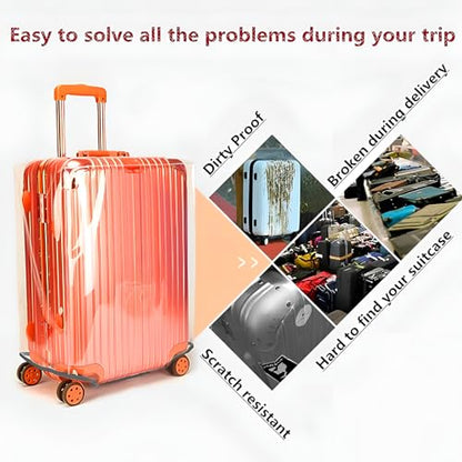 20 Inch Carry On Luggage Covers for Suitcase TSA Approved - color: Full Clear, size: S (19-20 Inch Suitcase)