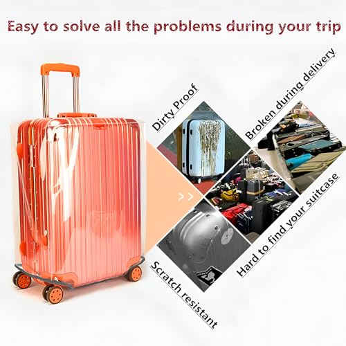 3 PCS Luggage Covers for Suitcase TSA Approved, 20/24/28 Inch - color: Full Clear, size: 20/24/28 Inch (3 Sizes)