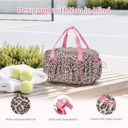 ECOHUB Small Gym Bag for Women, Mini Duffle Bag Pink Leopard Print - color: Pink Leopard Print