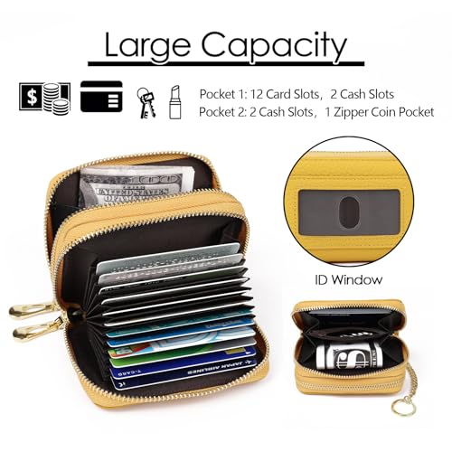 imeetu RFID Credit Card Holder, Small Card Wallet Women, Leather Card Case - color: Max - Yellow, size: Max