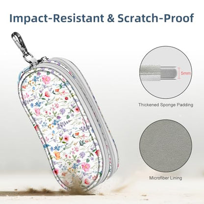 FINTIE Double Sunglasses Case, Soft Portable Eyeglasses Pouch with Clip - color: Flower Fantasy