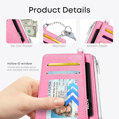 Pink Credit Card Holder Small Wallet for Women - color: Pink
