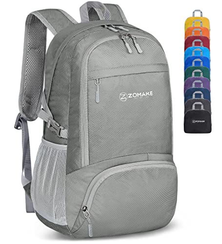 ZOMAKE Lightweight Packable Backpack 30L, Foldable Travel Hiking Daypack - color: Sliver Grey, size: 30L