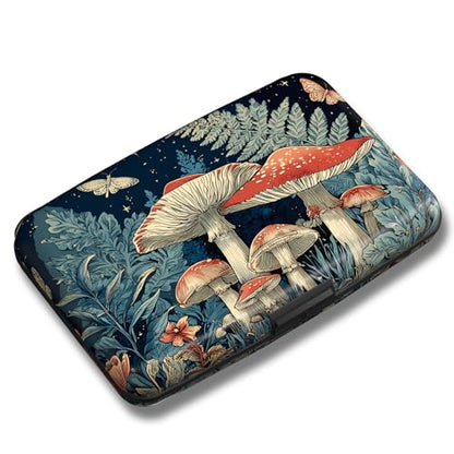Maicican Credit Card Holder, Mini RFID Blocking Aluminum Wallet - color: Starry Night Mushroom