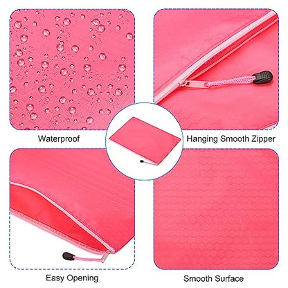 PATIKIL Waterproof Zipper File Bags, 3 Pack A4 Document Holders Pencil Pouch for Office, Pink - color: Pink, size: A4
