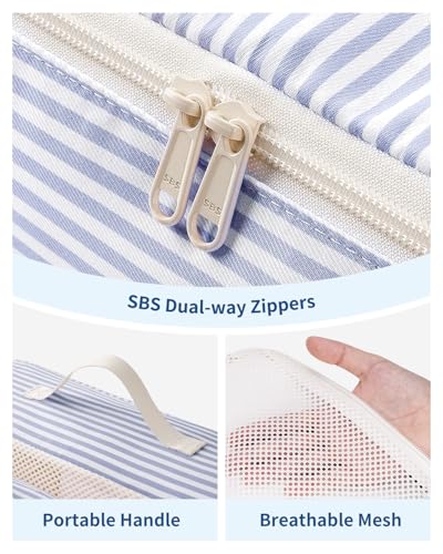Narwey Packing Cubes for Travel, Luggage Organizer Bags for Women Kids - color: Greyish Blue Stripe