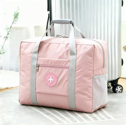 Lightweight Travel Duffel Bag, Foldable Carry on Weekender Overnight - color: Pink