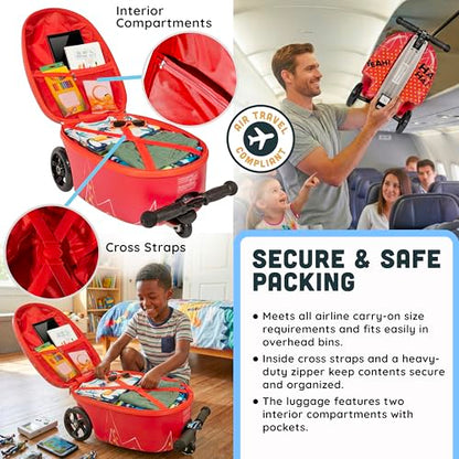 Kiddietotes Sesame Street Ride-On Scooter Suitcase, Foldable Carry-On - style: Elmo