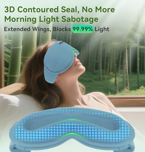 LC-dolida Bamboo Cotton Weighted Bluetooth Sleep Masks, 3D Weighted Sleep Masks with Bluetooth 5.4 Headphones, Total Blackout Bluetooth Sleep Mask for Women Men, Weight Eye Mask for Sleeping, Ash Blue - color: Ash Blue