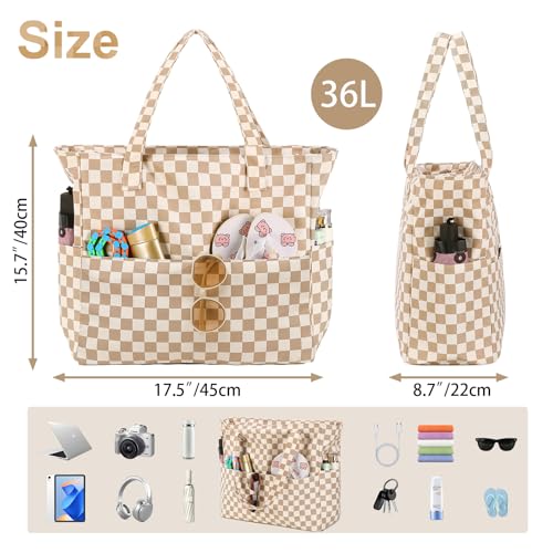 Bluboon Waterproof Beach Tote Pool Bags for Women Ladies Extra Large Carry On Bag With Wet Compartment for Weekender Travel - color: M-black