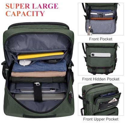WITZMAN Travel Backpack for Men Duffle Bags Fits 17 Inch Laptop - color: Army Green