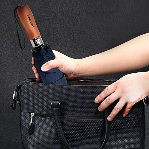 Windproof Golf Umbrella Large 54 Inch Folding Auto Open Close Wood Handle - color: 04.2-Pack Dark Blue