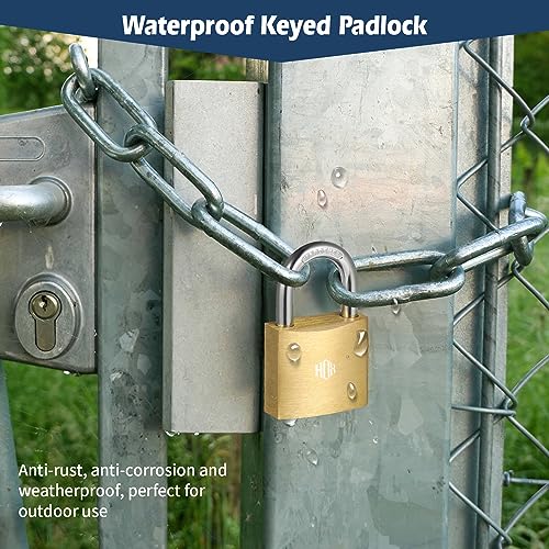HOX Solid Brass Keyed-Alike Padlock, Hardened Steel Shackle, 30mm, 12-Pack - size: 12Pack
