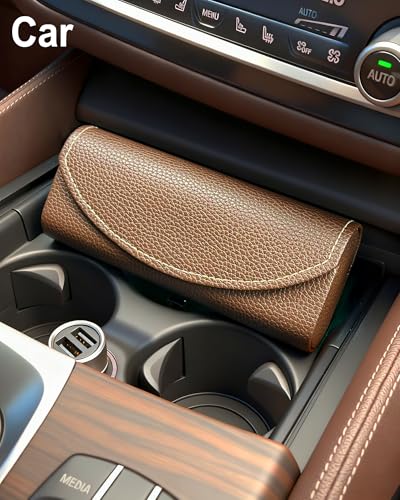 RayLove Ultimate Glasses Case Kit, Hard Shell Sunglasses and Eyeglass Case with Cleaning Cloth, Screwdriver, Ear Hooks - color: Coffee