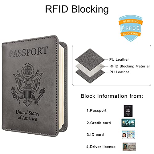 WALNEW Passport Holder for Travel, RFID Passport Wallet, Travel Essentials - color: A-Gray